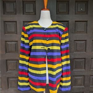 Vintage 90s City Silk Colorful Striped Jacket